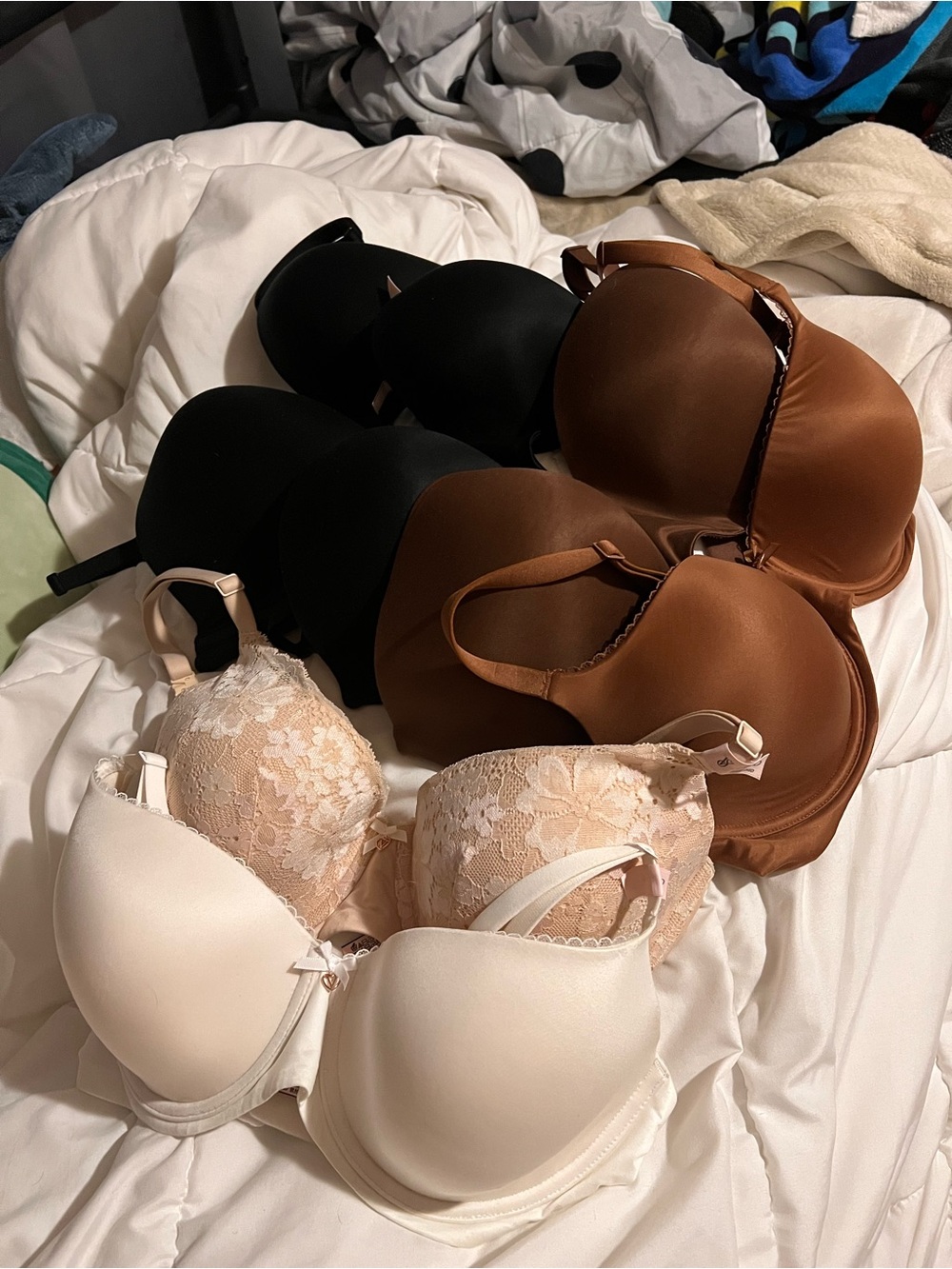Victoria's Secret Bra Set — Black, Brown, Cream